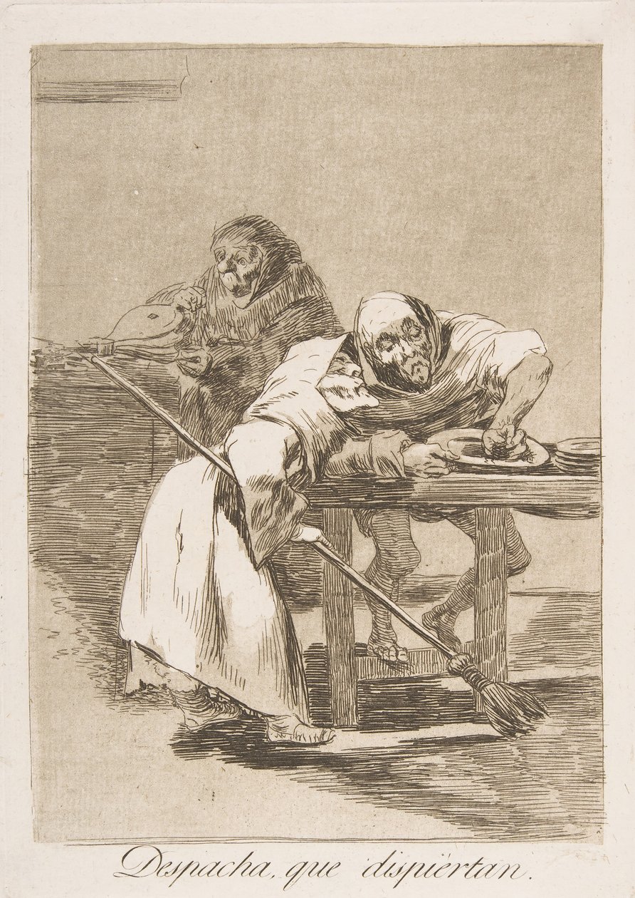 Tavle 78 fra Los Caprichos: Vær hurtig, de vågner Despacha, que dispiertan., 1799. af Francisco de Goya