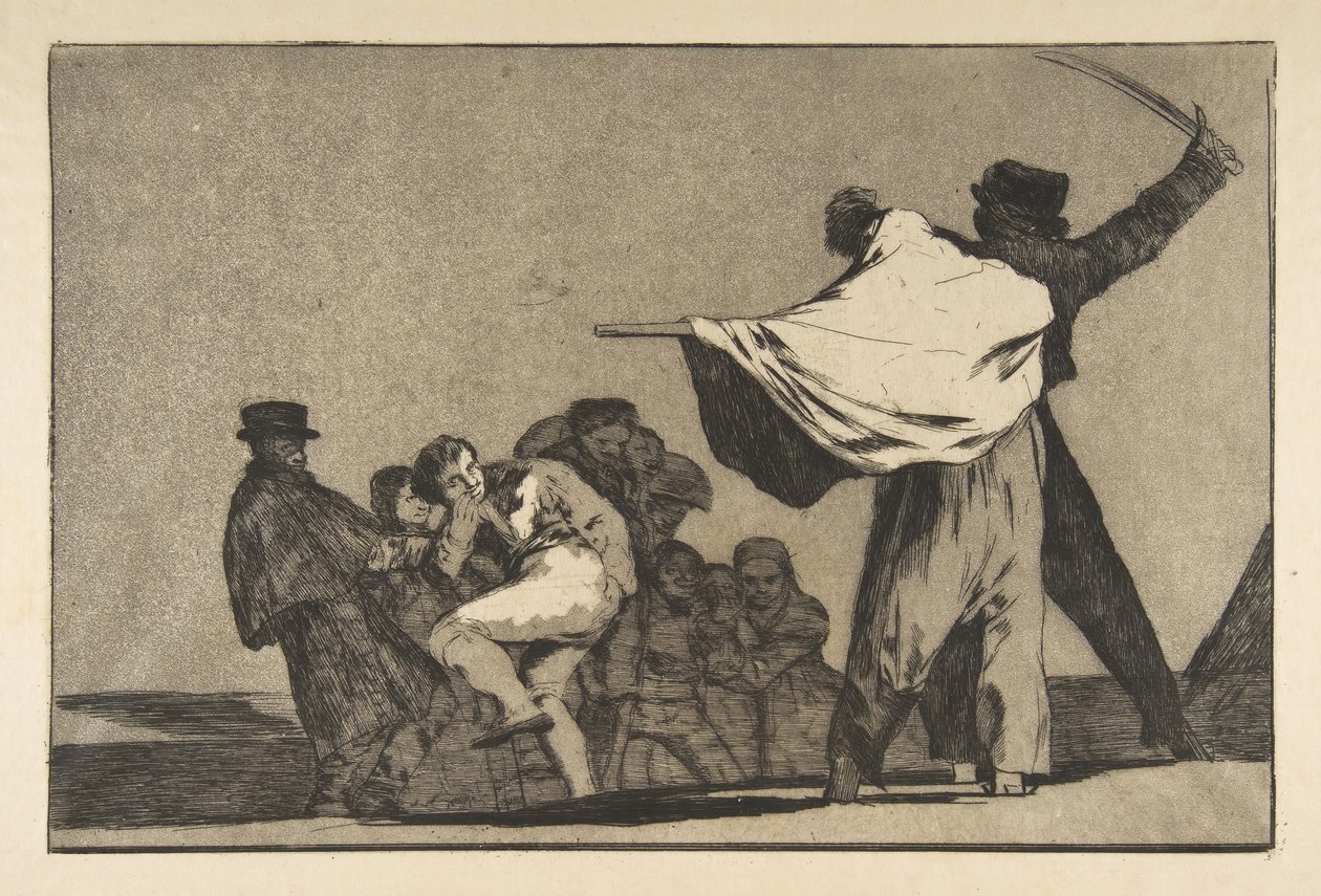 Plade A fra Disparates: Velkendt Folly, ca. 1816-23 udgivet før 1877. af Francisco de Goya