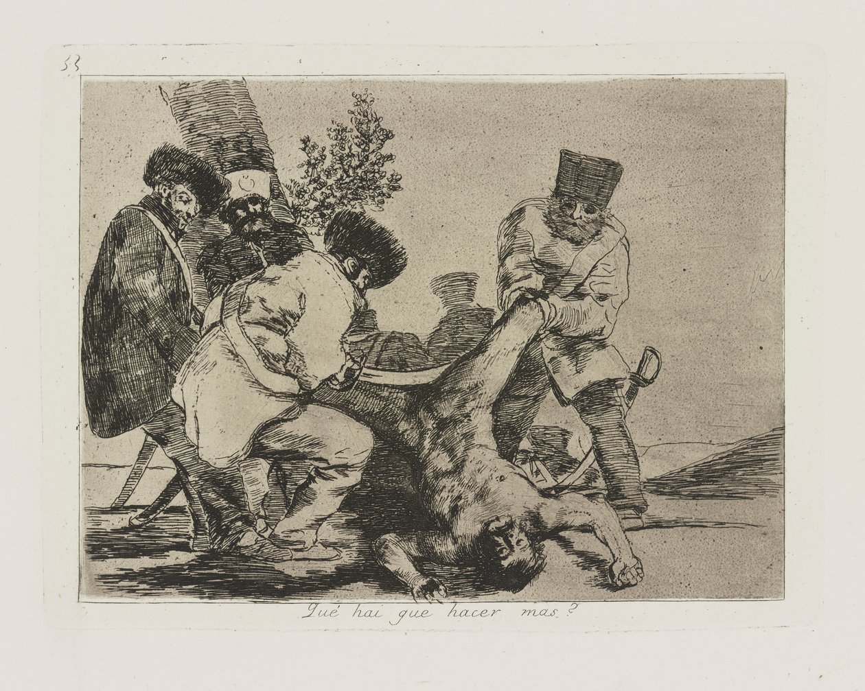 hvad? skal du gøre mere? (Hvad mere kan der gøres?), pl. 33 fra serien The Disasters of War af Francisco de Goya