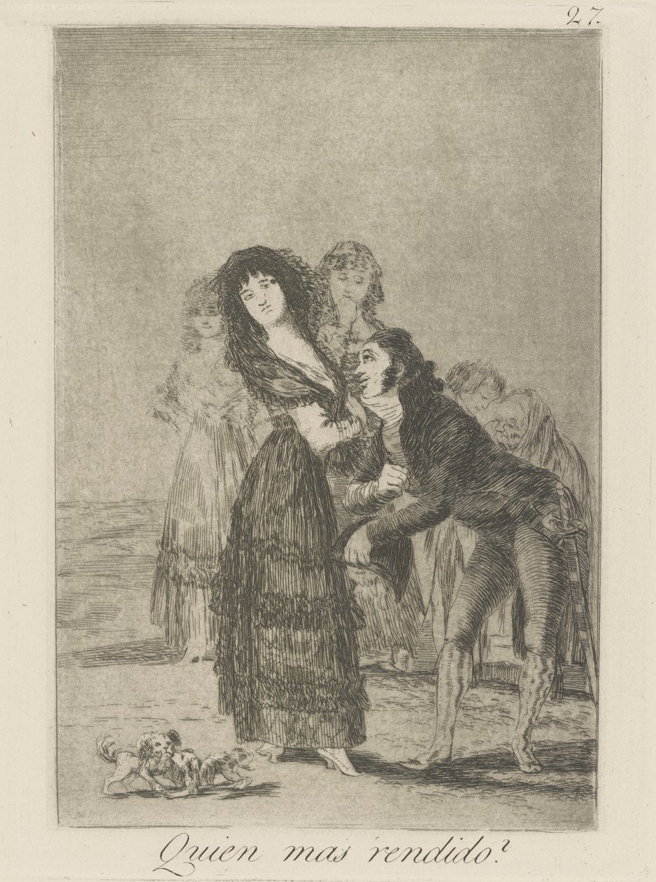 Quien mas rendido? (Hvem af dem er mest overvundet?), pl. 27 fra serien Los caprichos af Francisco de Goya