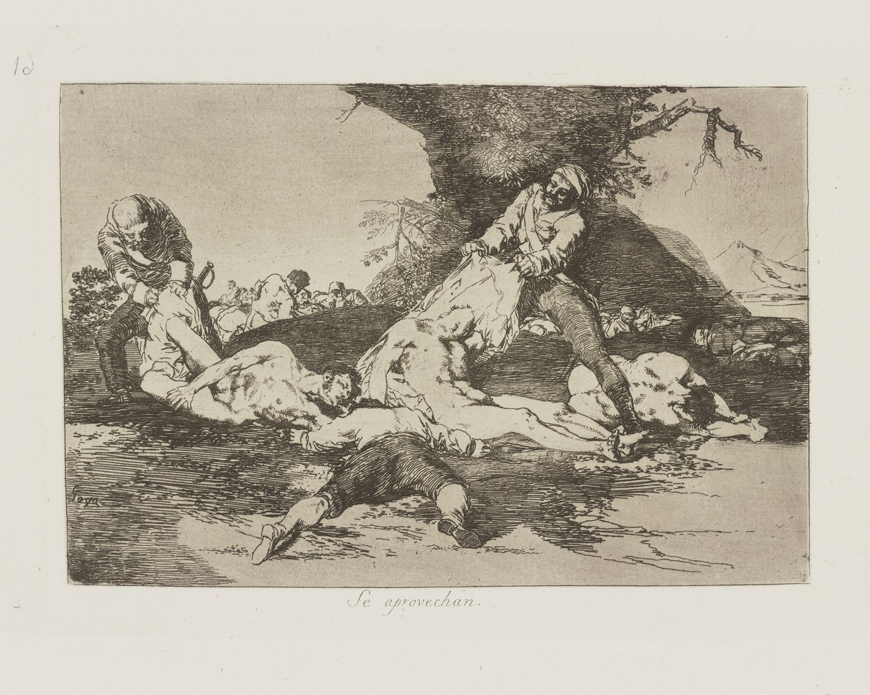Se aprovechan. (De gør brug af dem.), pl. 16 fra serien Los desastres de la guerra (Krigens katastrofer) af Francisco de Goya