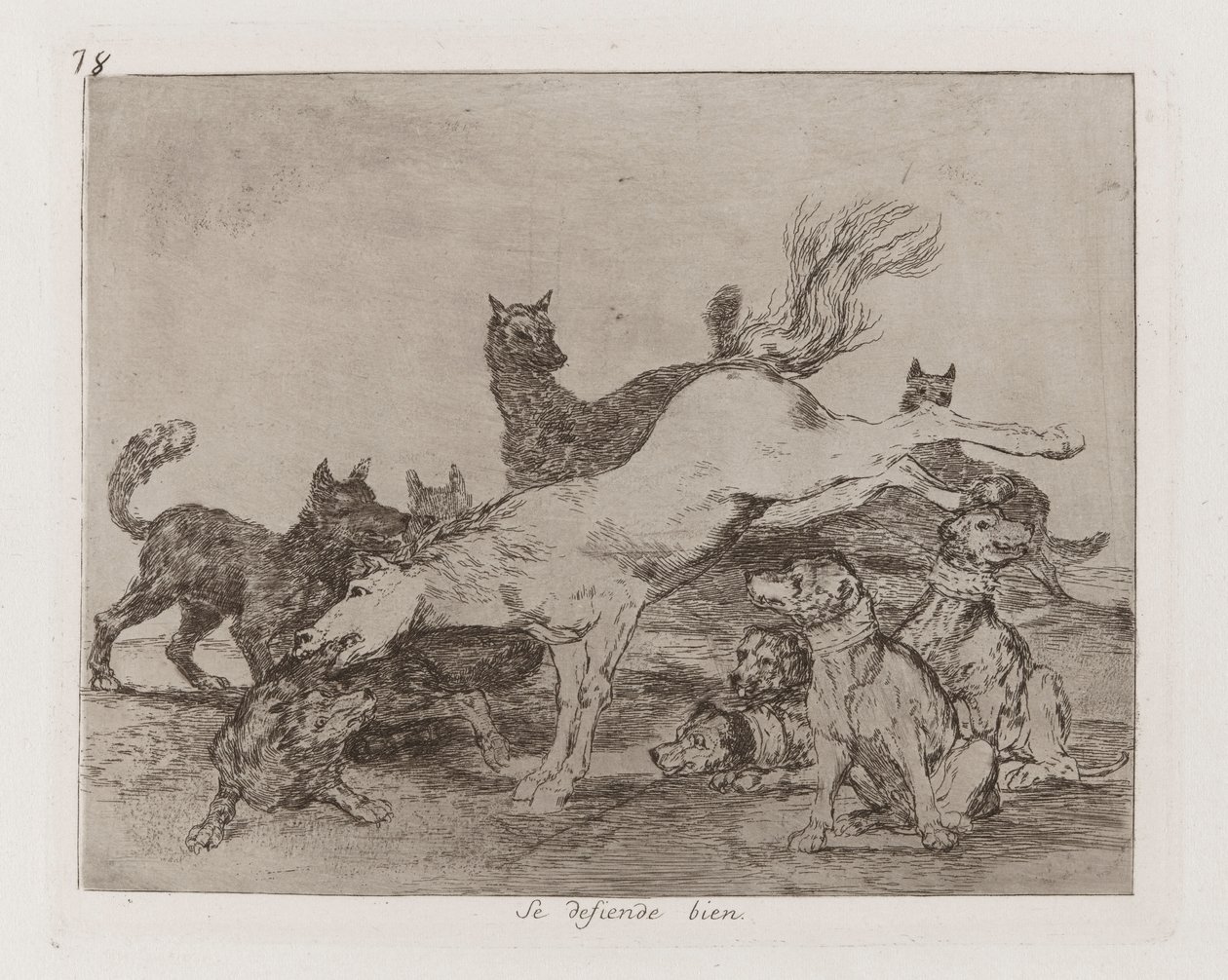 Han forsvarer sig godt, Plade 78 fra The Disasters of War af Francisco de Goya