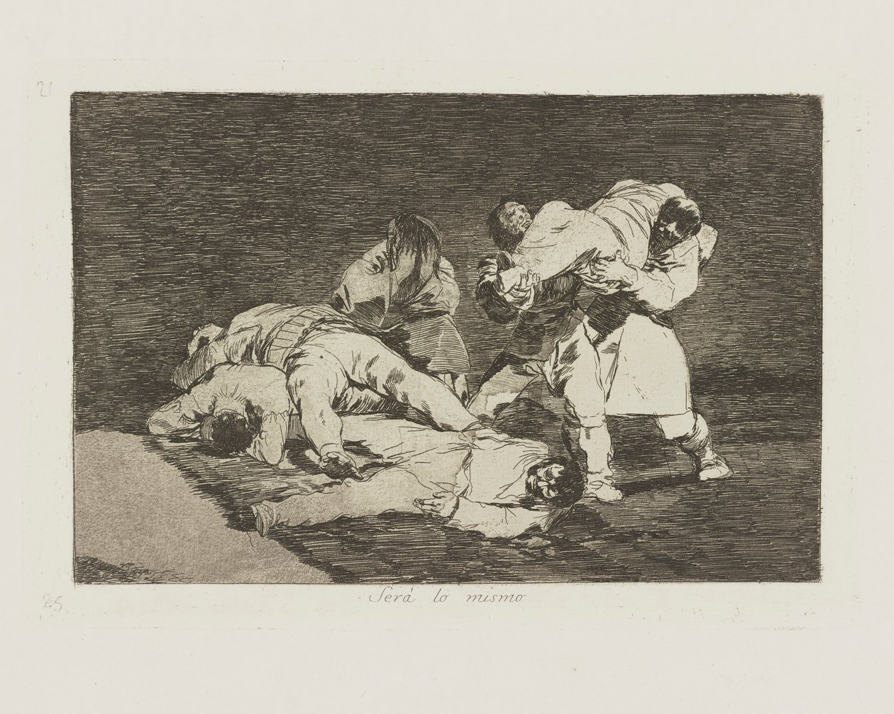 Være? det samme. (Det vil være det samme.), pl. 21 fra serien The Disasters of War af Francisco de Goya