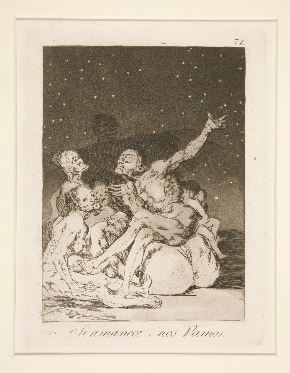 Si amanece, nos vamos (Når dagen pauser, vil vi være fri), pl. 71 fra serien Los caprichos af Francisco de Goya
