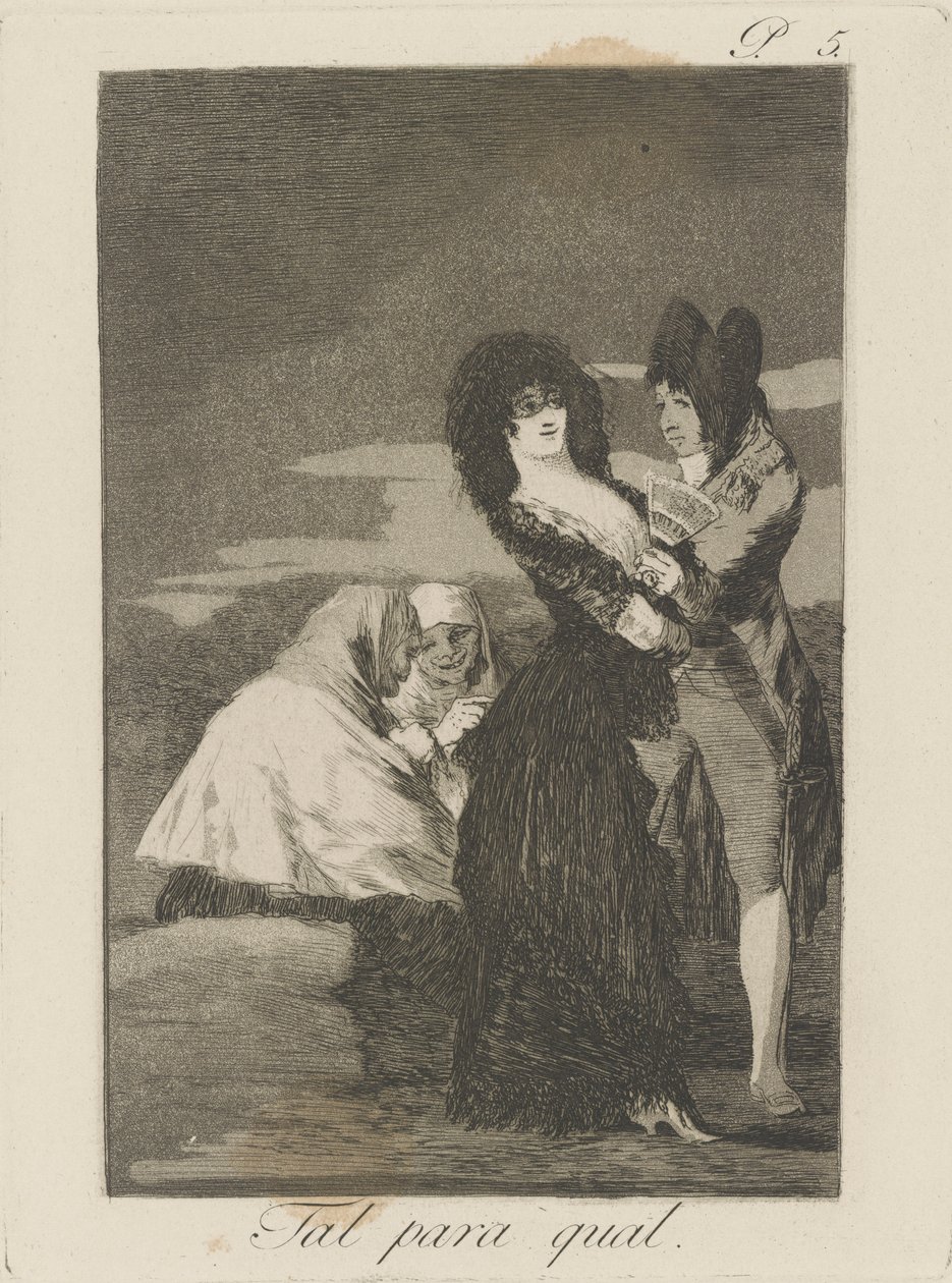 Tal para qual. (To ens.), pl. 5 fra serien Los caprichos af Francisco de Goya