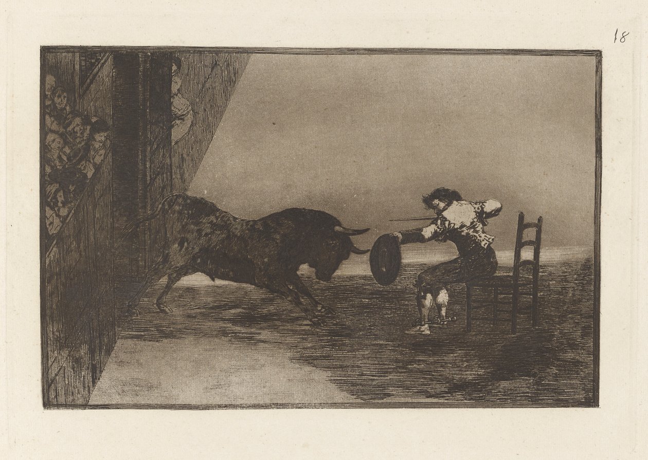 Temeridad de Martincho en la plaza de Zaragoza (The Daring of Martincho in the Ring at Zaragoza), Tavle 18 fra La tauromaquia af Francisco de Goya