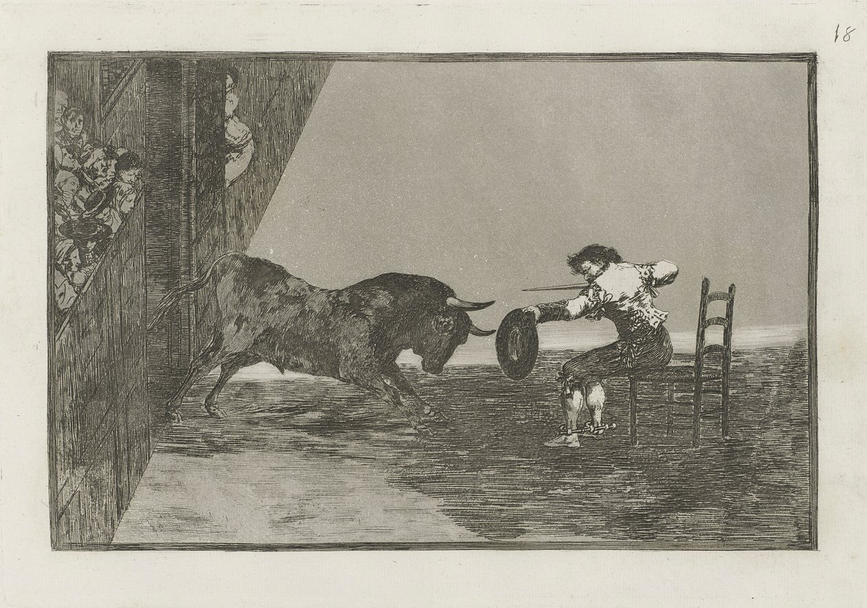 Temeridad de Martincho en la plaza de Zaragoza (The Daring of Martincho in the Ring at Zaragoza), Tavle 18 fra La tauromaquia af Francisco de Goya