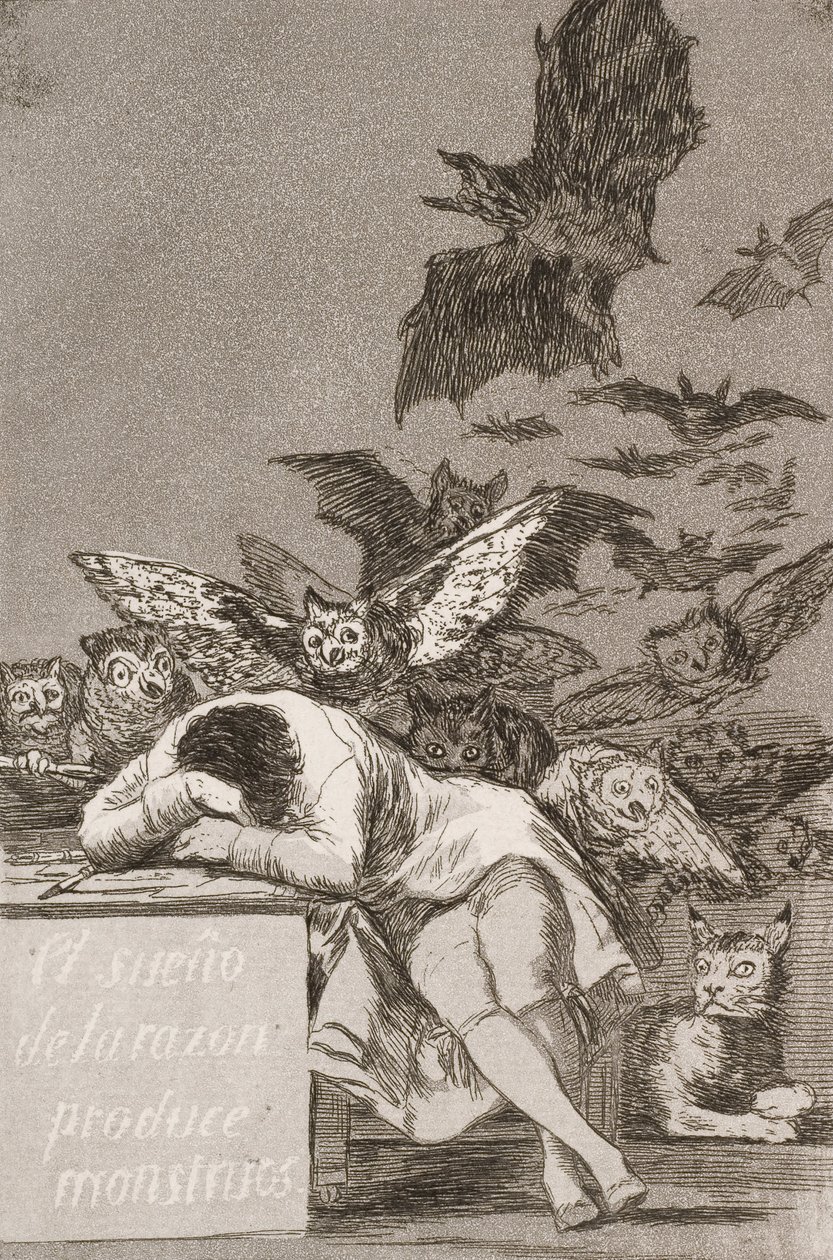 Fornuftens søvn producerer uhyrer (nr. 43), fra Los Caprichos af Francisco de Goya