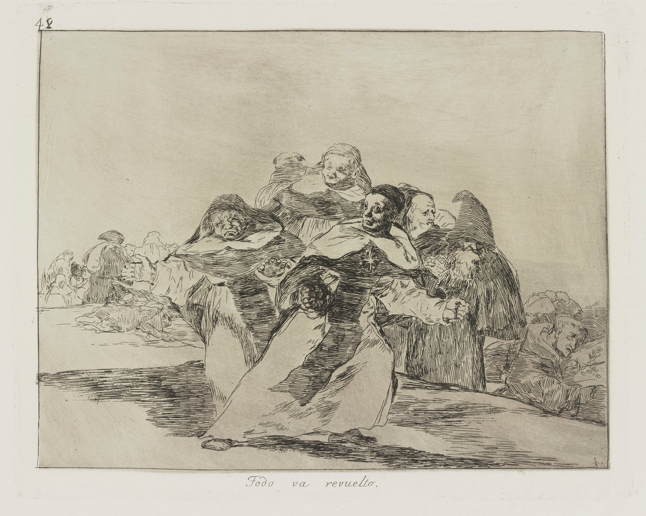 Alt er blandet sammen. (Alt er Topsy-Turvy.), Pl. 42 fra serien The Disasters of War af Francisco de Goya