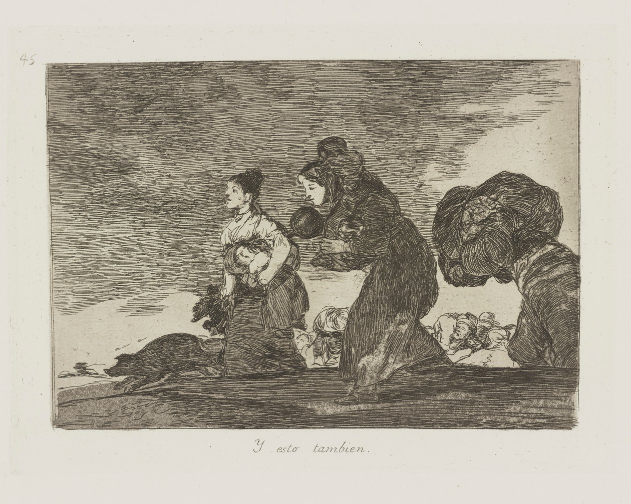 Og også denne. (Og også dette.), pl. 45 fra serien The Disasters of War af Francisco de Goya