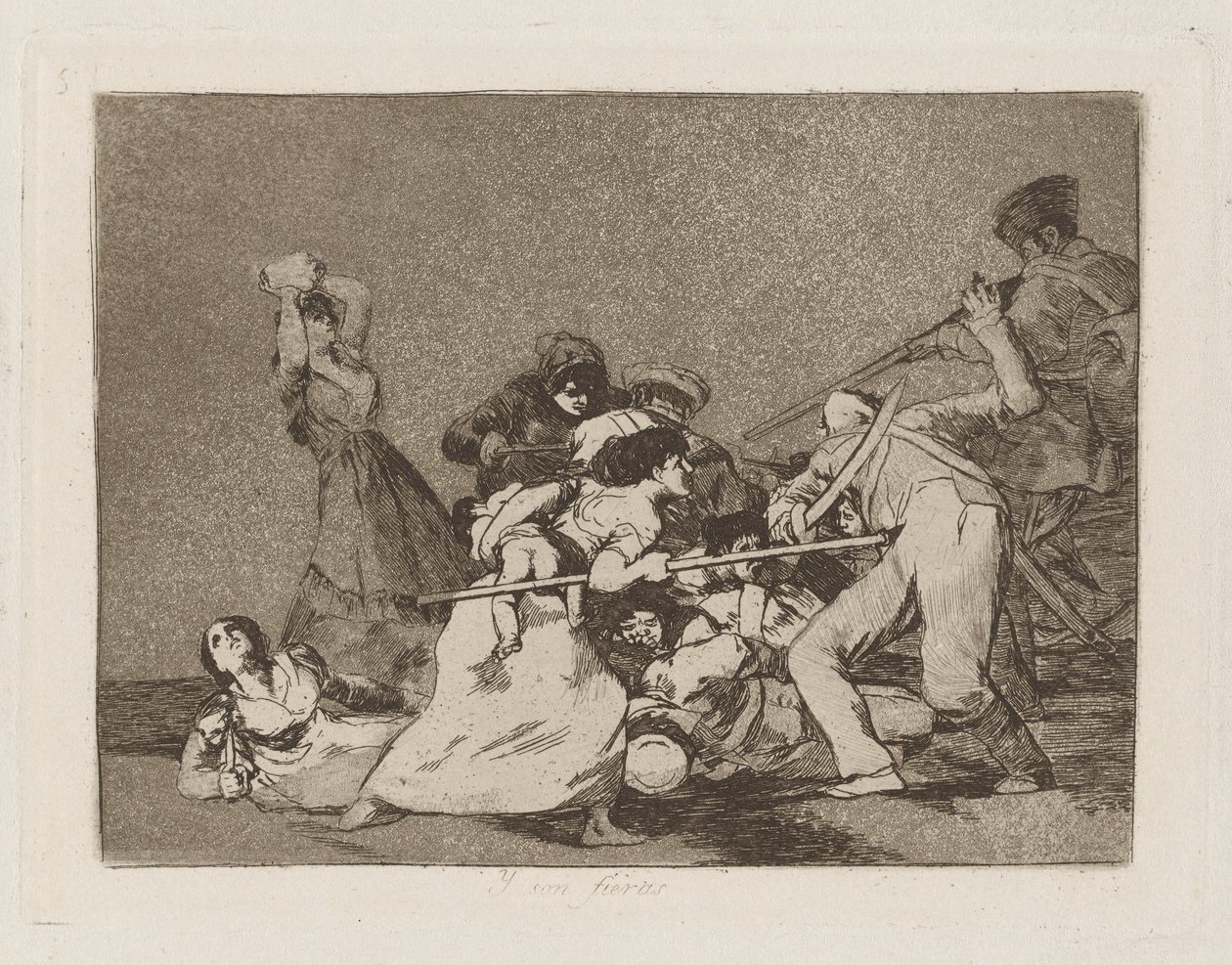 Y son fieras (Og de er som vilde dyr), pl. 5 fra serien Los desastres de la guerra (Krigens katastrofer) af Francisco de Goya