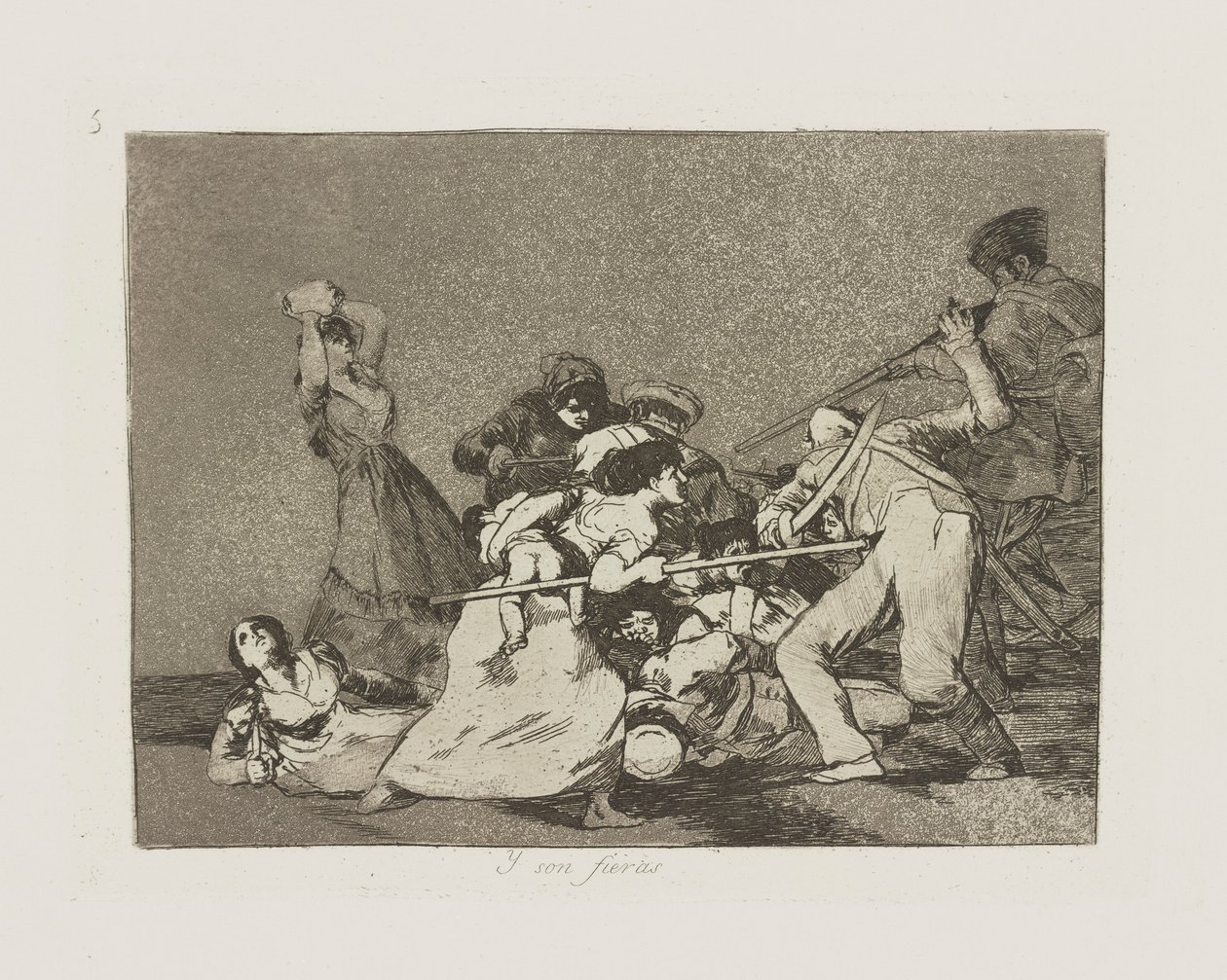 Y søn fieras. (Og de er som vilde dyr.), pl. 5 fra serien Los desastres de la guerra (Krigens katastrofer) af Francisco de Goya