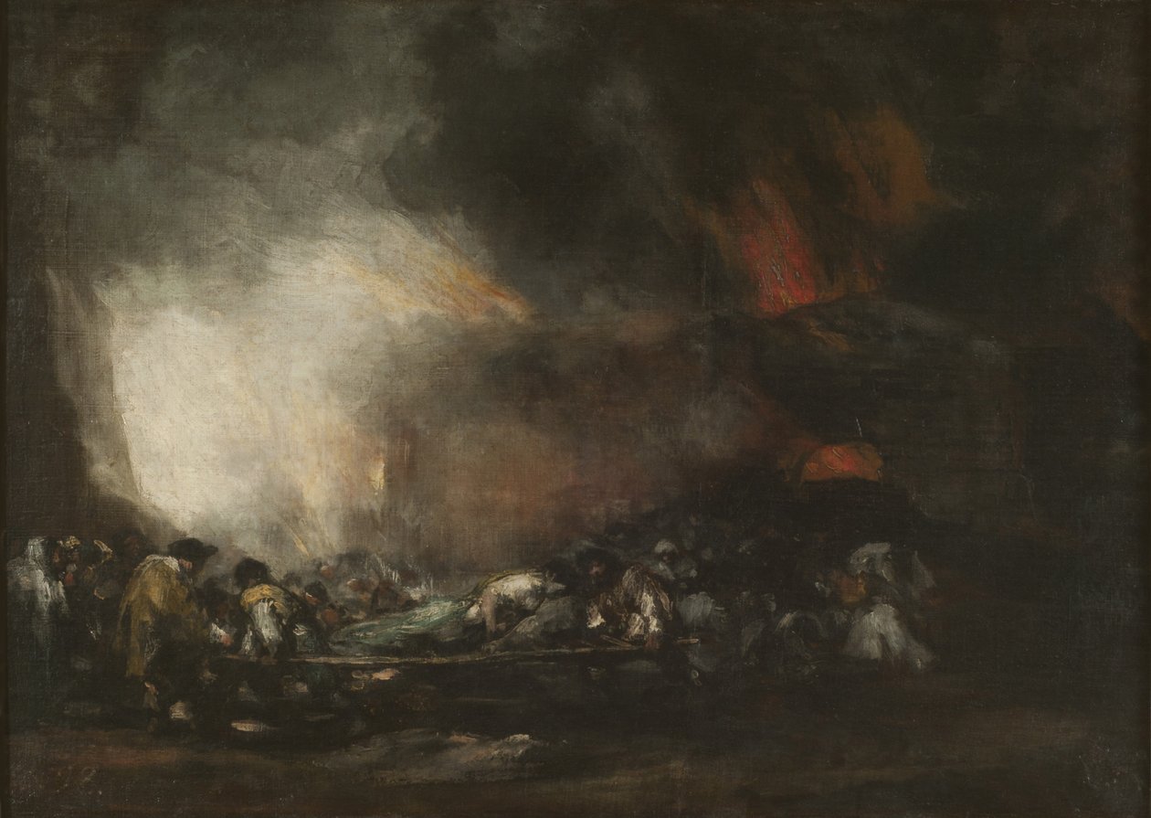 Hospital Fire, c. 1810. af Francisco Goya de