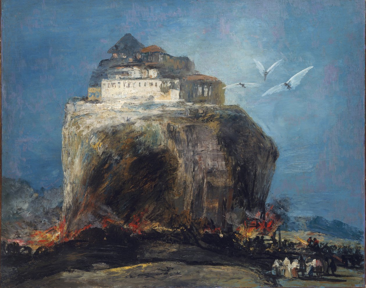 En by på en klippe, 1850-75 af Francisco de Goya