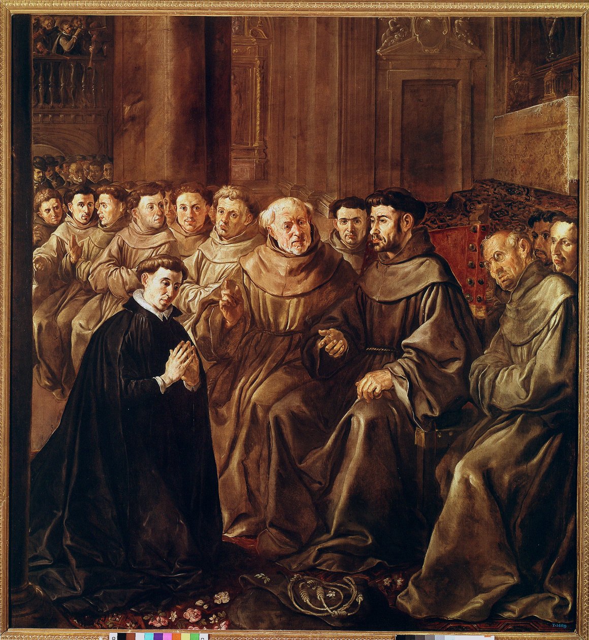 St Bonaventure går ind i franciskanerordenen (olie på lærred af Francisco Herrera