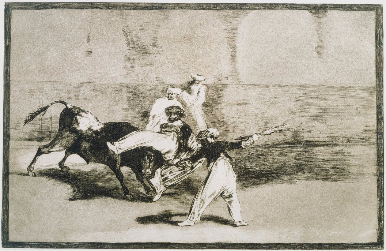 En maur fanget af tyren ... fra La Tauromaquia af Francisco de Goya