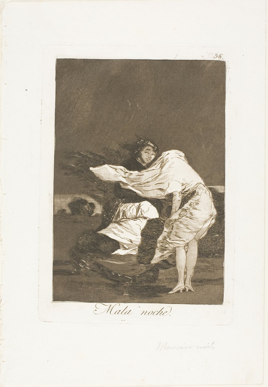 A Bad Night, tallerken 36 fra Los Caprichos af Francisco Jose de Goya y Lucientes