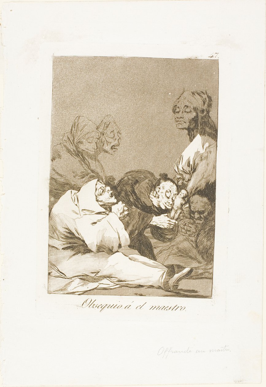 En gave til mesteren, tallerken 47 fra Los Caprichos af Francisco Jose de Goya y Lucientes