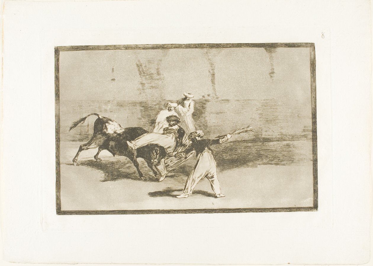 A Moor Fanget af Tyren i Ringen, plade 8 fra The Art of Tyrefighting af Francisco Jose de Goya y Lucientes