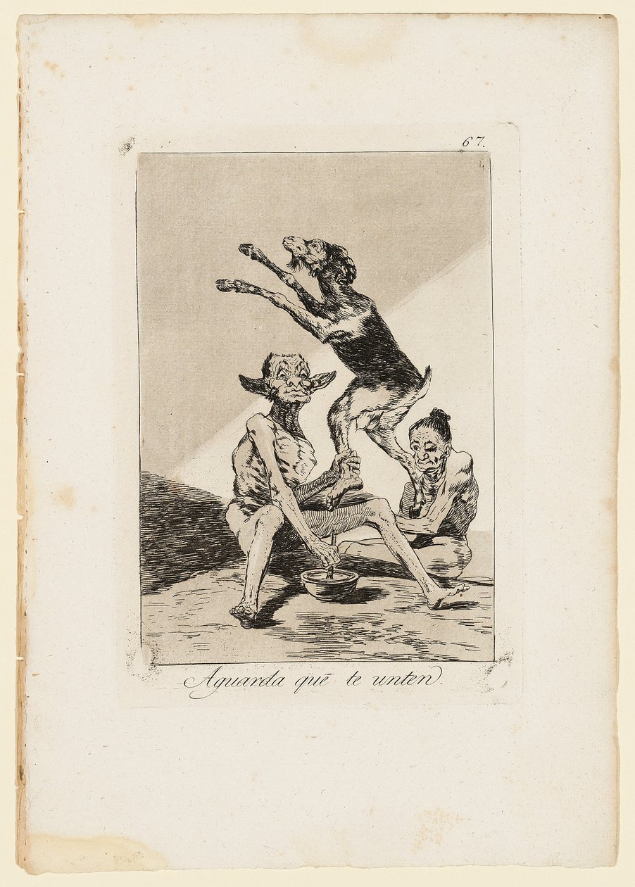 Vent på, at de salver dig, tallerken fra "Los Caprichos", 1799 af Francisco de Goya