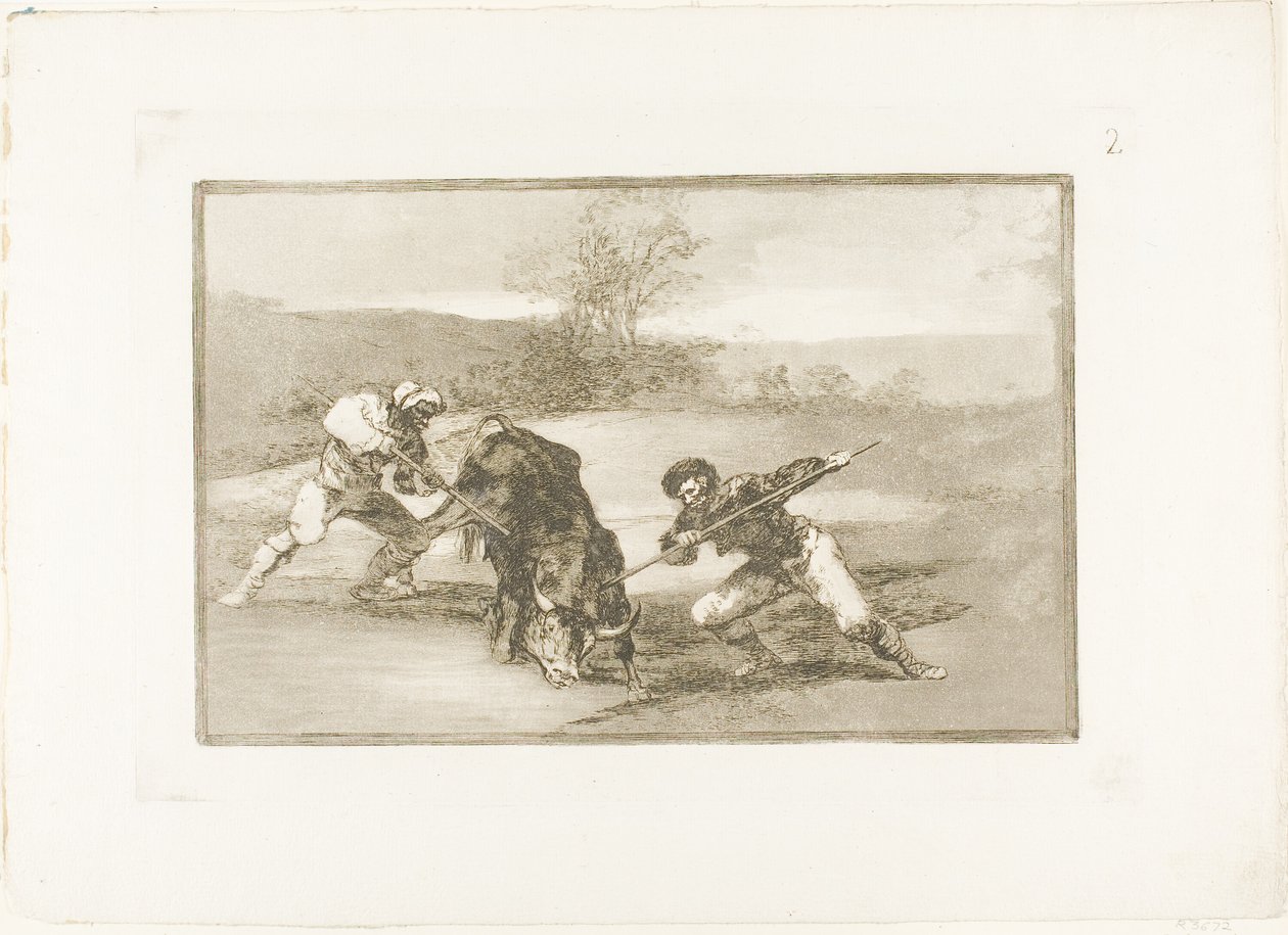 En anden måde at jage på til fods, tallerken to fra The Art of Tyrefighting af Francisco Jose de Goya y Lucientes