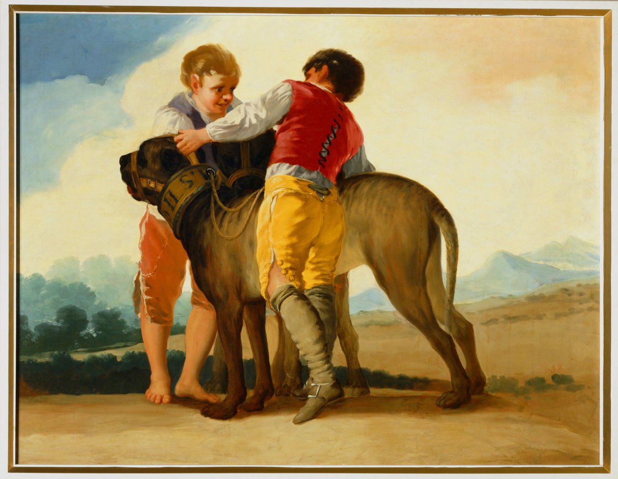Drenge med en vild hund ... (maleri på lærred) af Francisco Jose de Goya y Lucientes