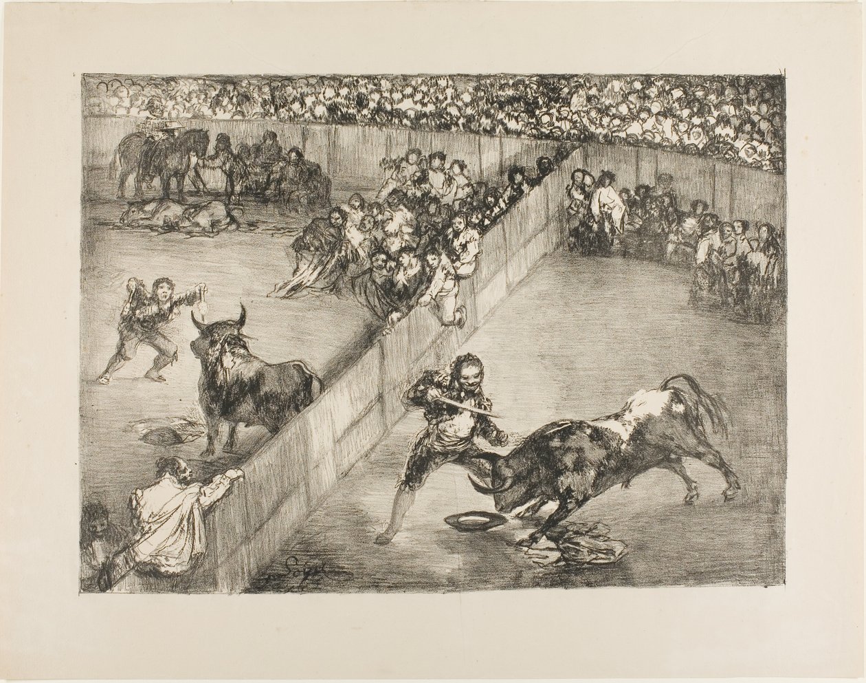 Tyrefægtning i en delt ring, fra The Bulls of Bordeaux af Francisco Jose de Goya y Lucientes