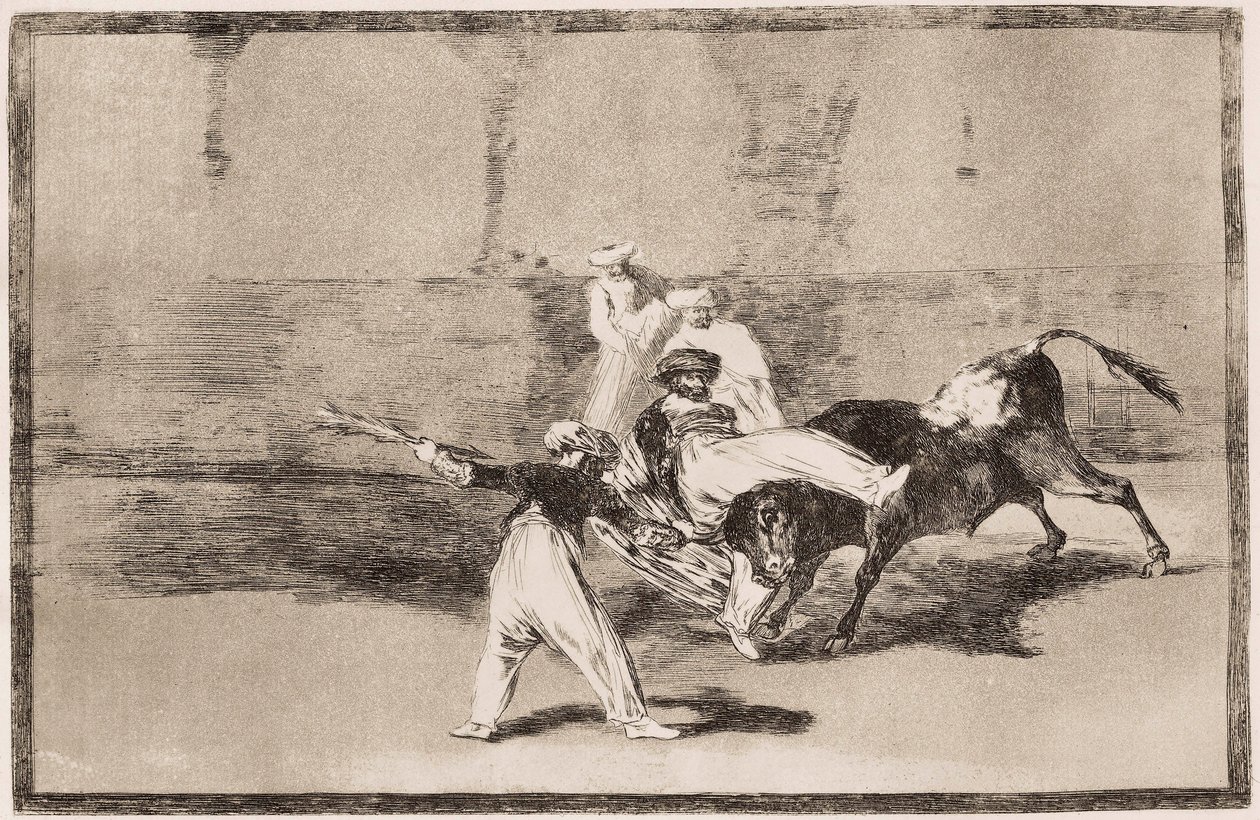 Tyrefægtning: En maurer modtager et horn i arenaen af Francisco de Goya