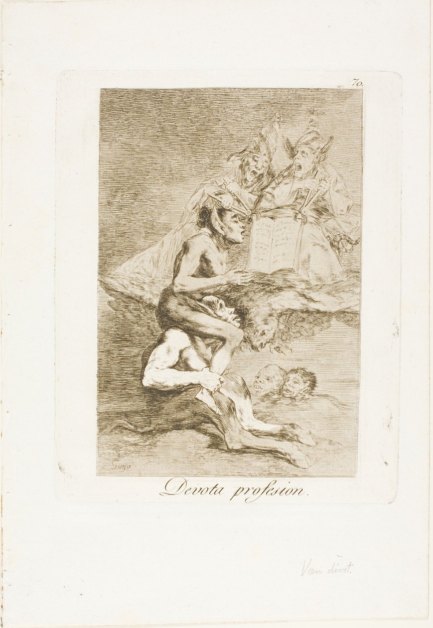 Troende erhverv, tallerken 70 fra Los Caprichos af Francisco Jose de Goya y Lucientes