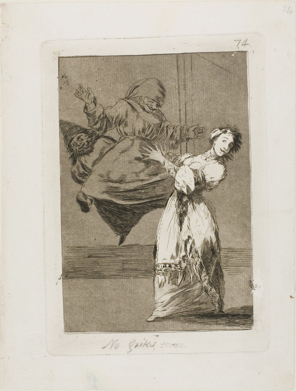 Skrig ikke, din idiot, plade 74 fra Los Caprichos af Francisco Jose de Goya y Lucientes