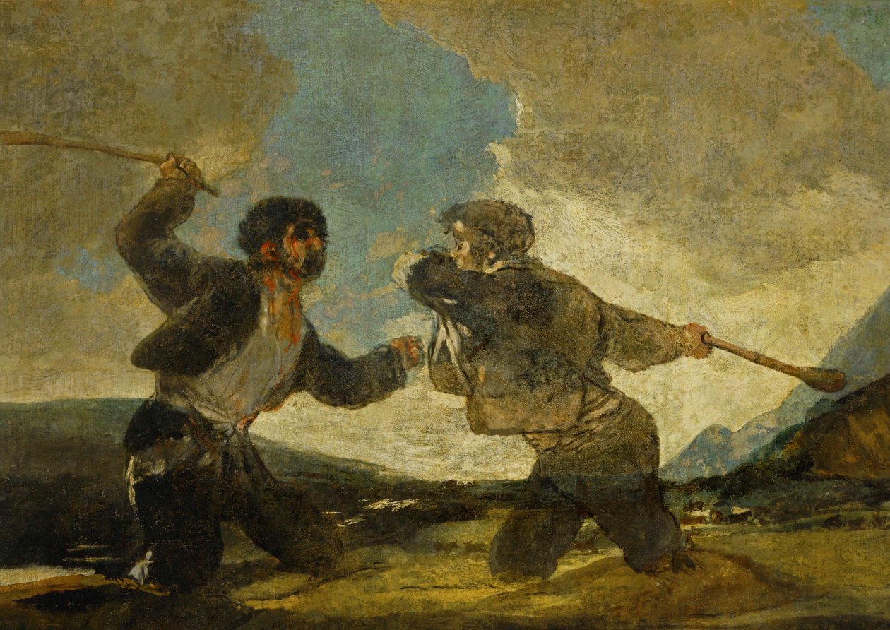 Duel med knipler ... (maleri på lærred) af Francisco Jose de Goya y Lucientes