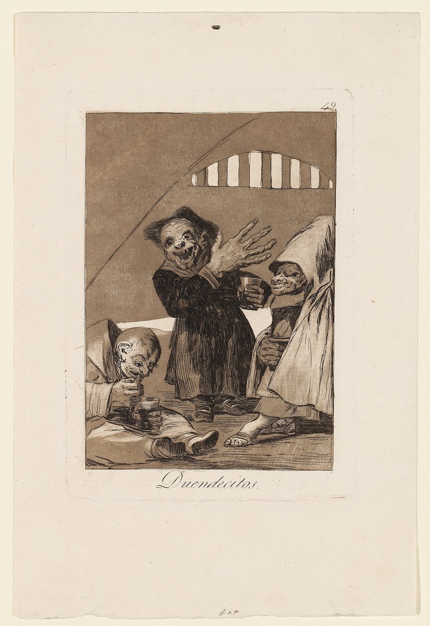Duendecitos, tallerken fra "Los Caprichos", 1799 af Francisco de Goya
