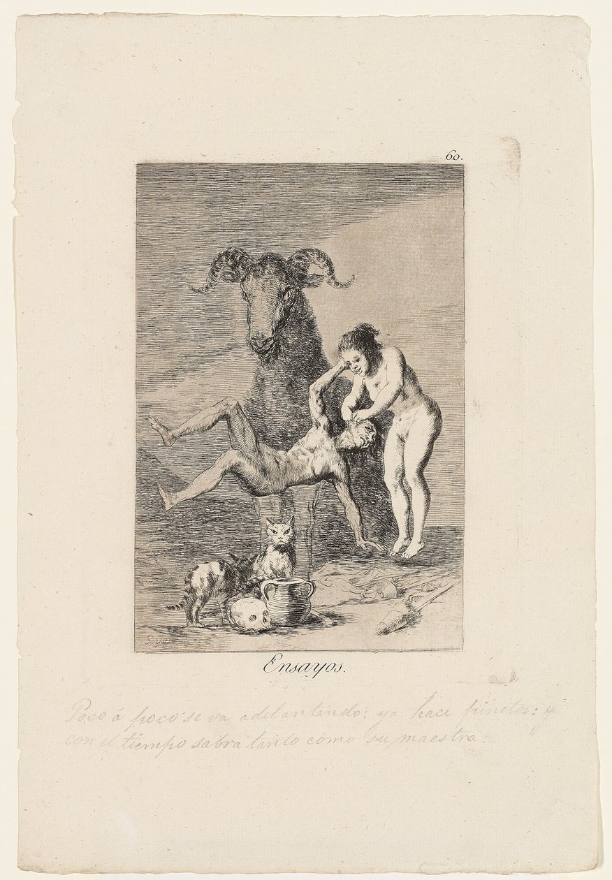 Essays, plade fra "Los Caprichos", 1799 af Francisco de Goya