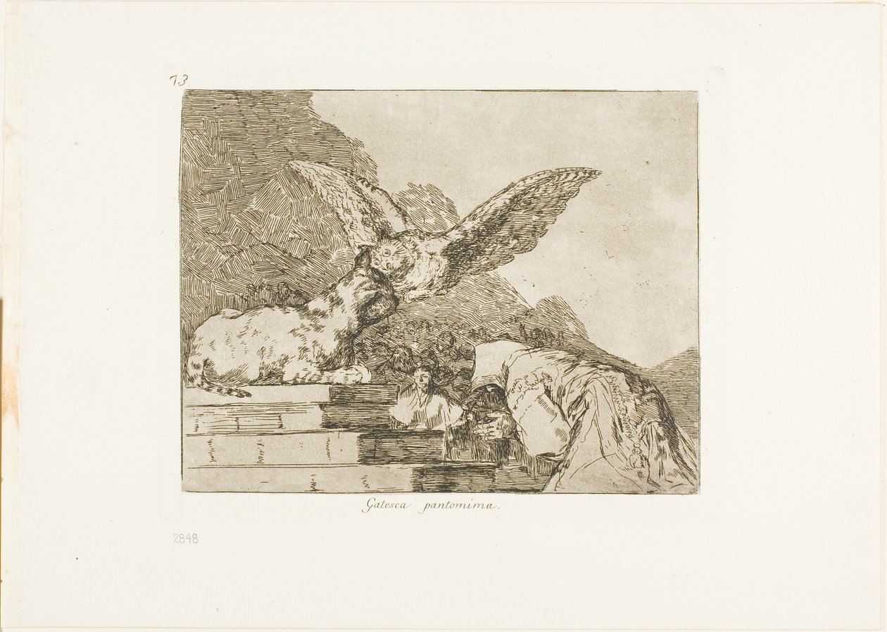 Feline pantomime, plade 73 fra The Disasters of War af Francisco Jose de Goya y Lucientes