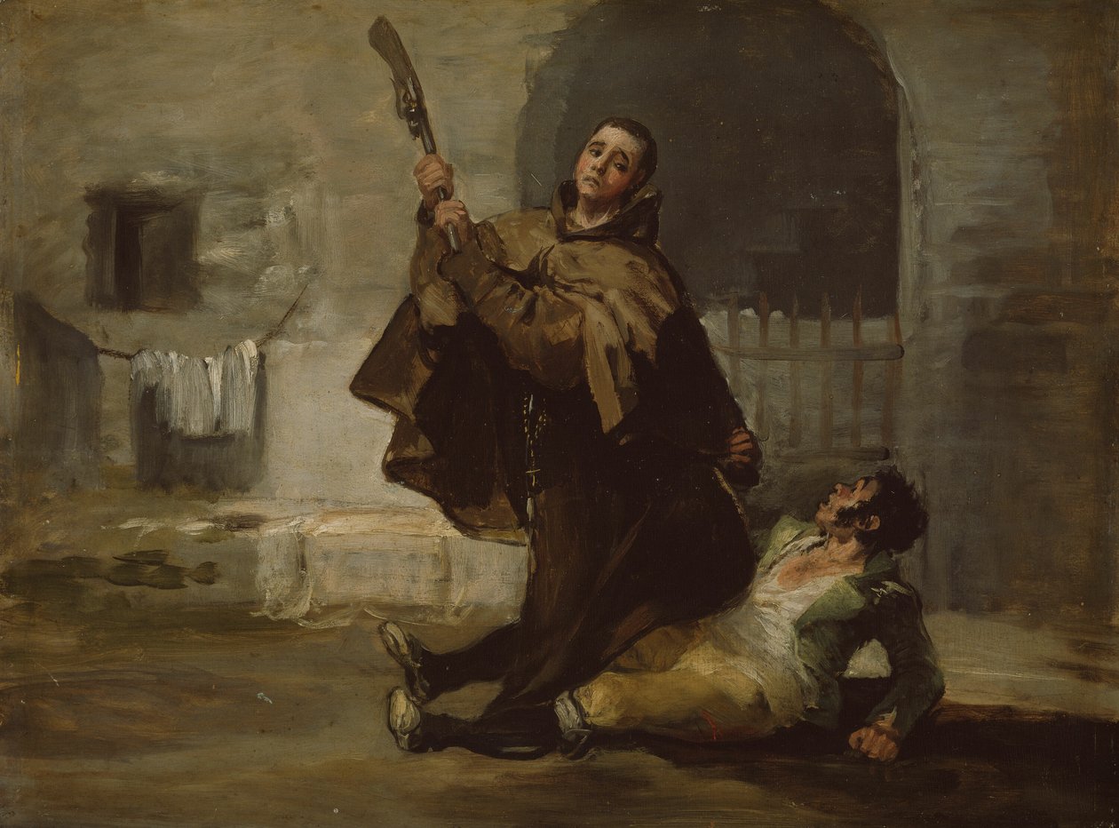 Broder Pedro slår El Maragato med pistolskæftet af Francisco Jose de Goya y Lucientes