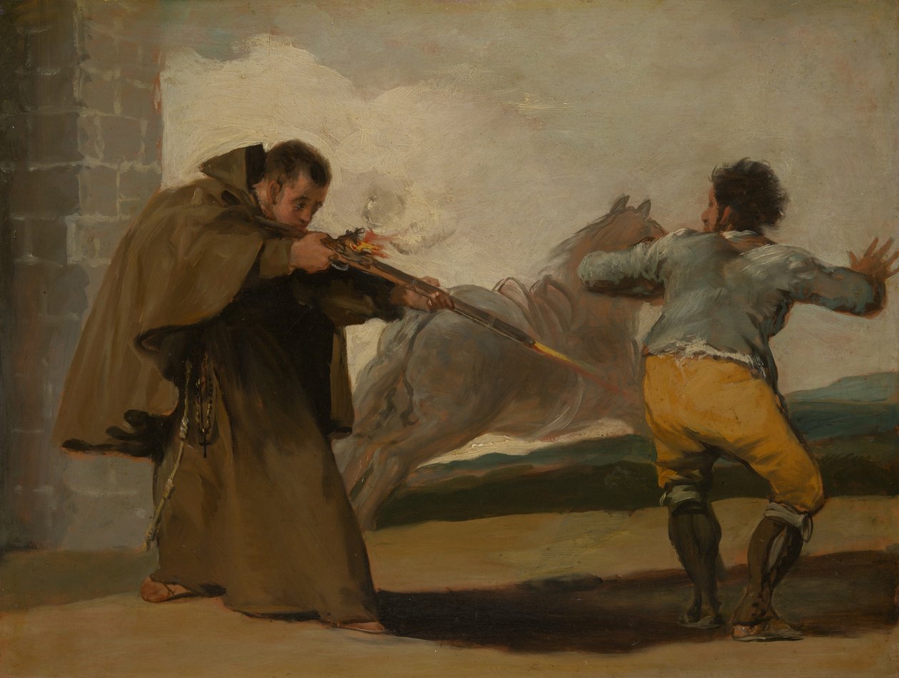 Broder Pedro skyder El Maragato, da hans hest løber væk af Francisco Jose de Goya y Lucientes