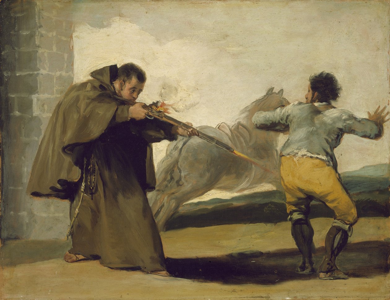 Broder Pedro skyder El Maragato, da hans hest løber af, ca. 1806 af Francisco de Goya
