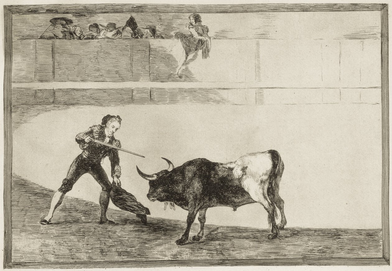 GOYA Y LUCIENTES, Francisco de (1746-1828). Pedro Romero dræber den standsede tyr. 1816. (25,1 x 35,9 cm). ROMERO, Pedro (1754-1839). spansk tyrefægter. Plade 30 af "Kunsten at tyrefægtning". Ætsning. SPANIEN. MADRID (AUTONOM FÆLLESSKAB). Madrid. national af Francisco Jose de Goya y Lucientes