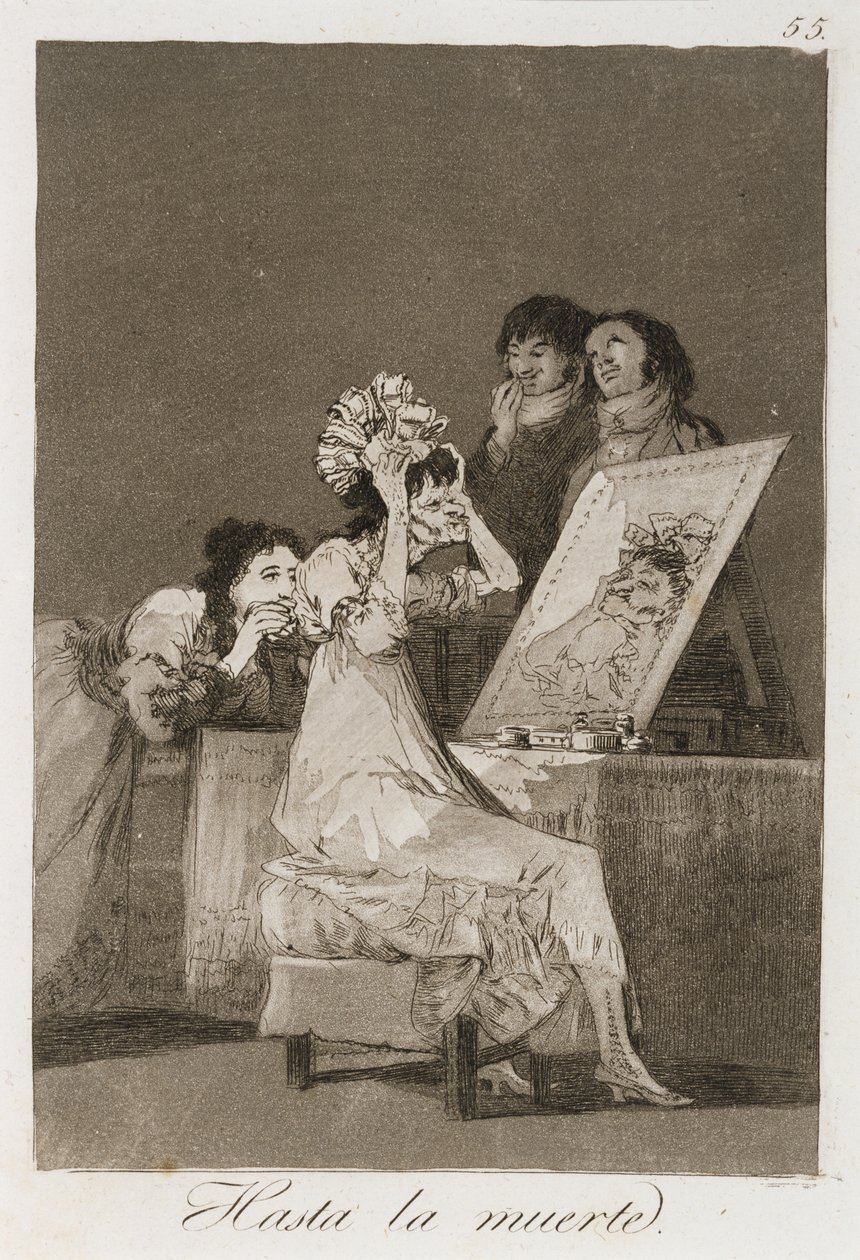 Hasta la muerta fra Los Caprichos, udgivet 1799 (ætsning, poleret akvatint og tørnål) af Francisco de Goya