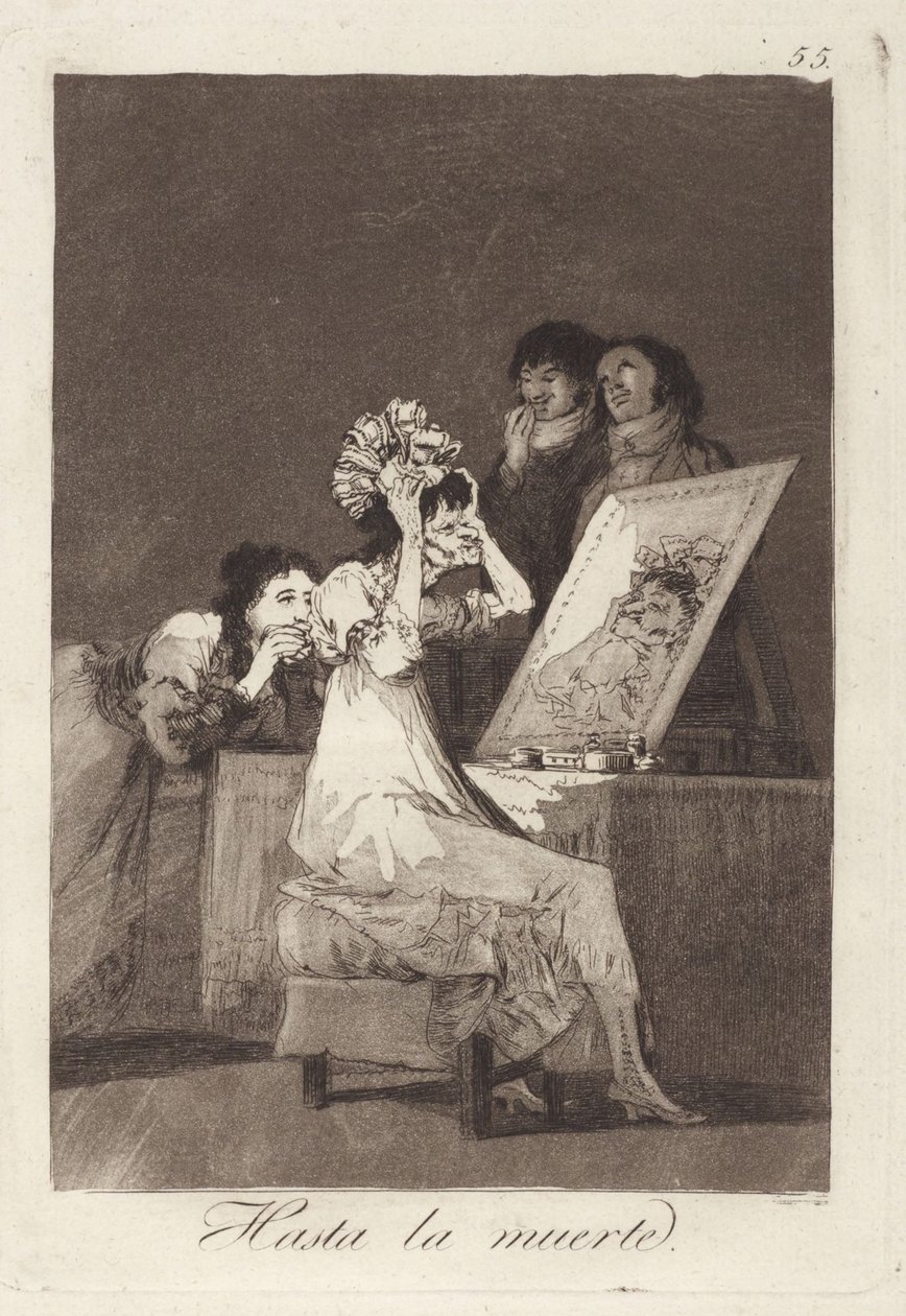 Indtil døden, tavle 55 fra Los Caprichos af Francisco Jose de Goya y Lucientes