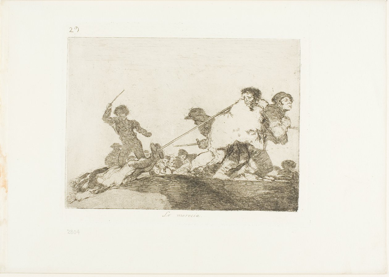 Han fortjente det, plade 29 fra The Disasters of War af Francisco Jose de Goya y Lucientes