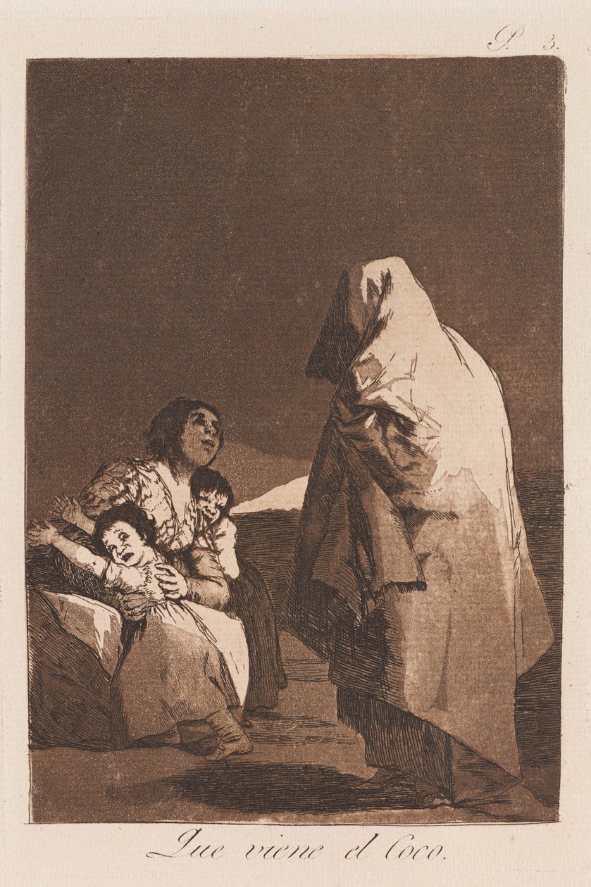 Here Comes the Bogey, slutningen af den 18.-begyndelsen af den 19 århundrede (tryk) af Francisco de Goya