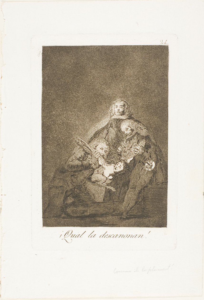 Hvordan de plukker hende, tallerken 21 fra Los Caprichos af Francisco Jose de Goya y Lucientes