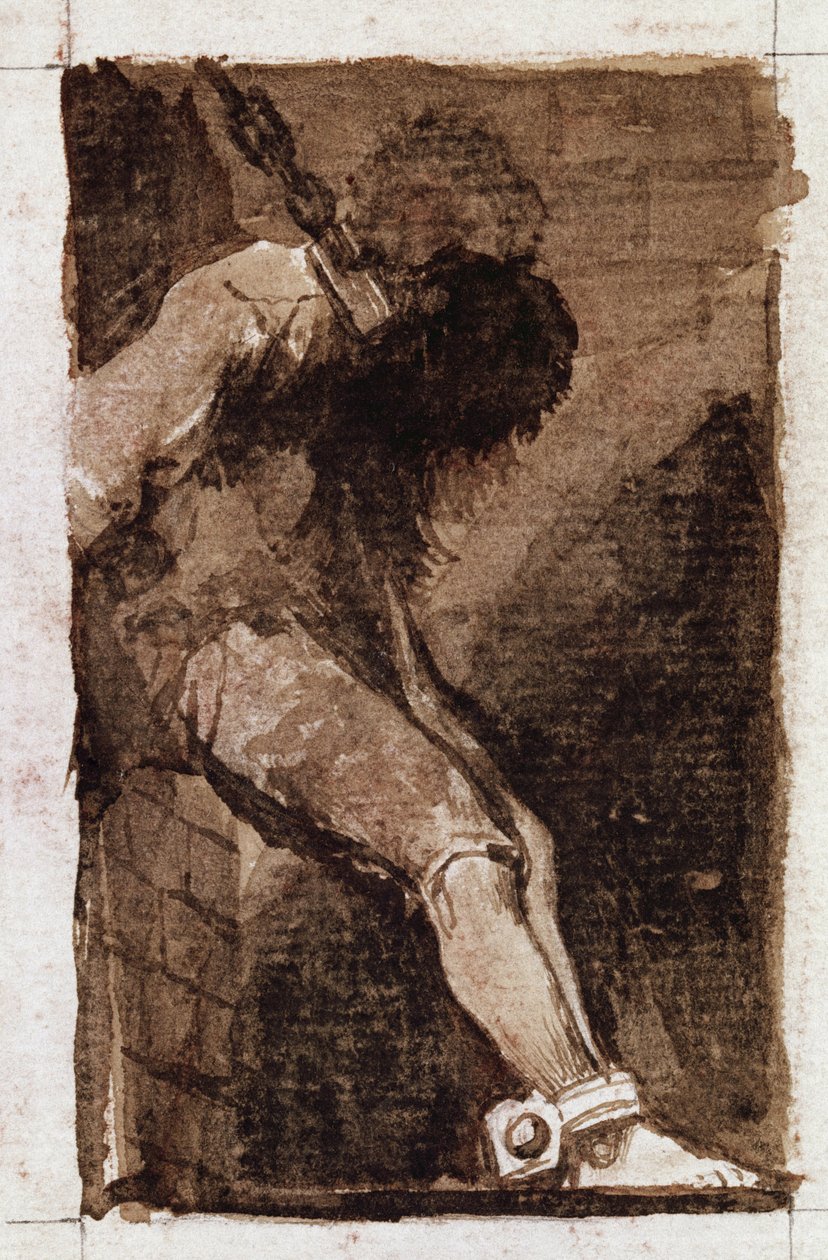 Hvis det er en kriminel, dør han hurtigt. (Aquatint, ca. 1810) af Francisco de Goya