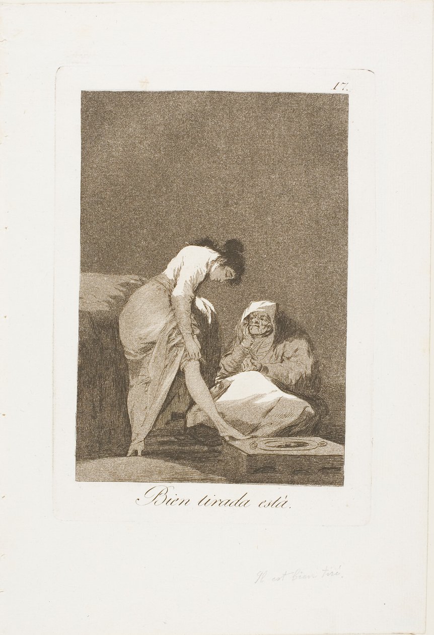 Den er Nicely Stretched, tallerken 17 fra Los Caprichos af Francisco Jose de Goya y Lucientes