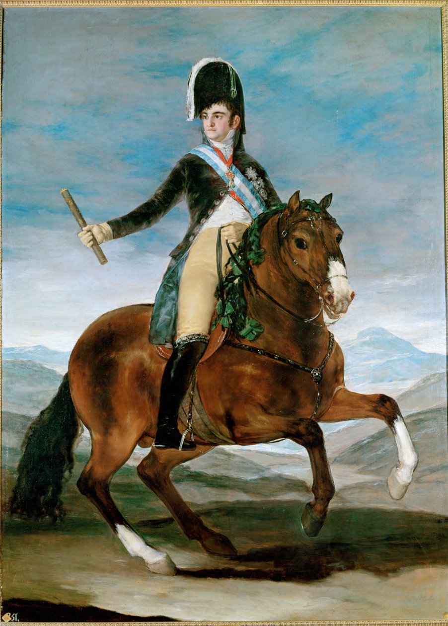 Kong Ferdinand VII, rytterportræt ... (maleri på lærred) af Francisco Jose de Goya y Lucientes