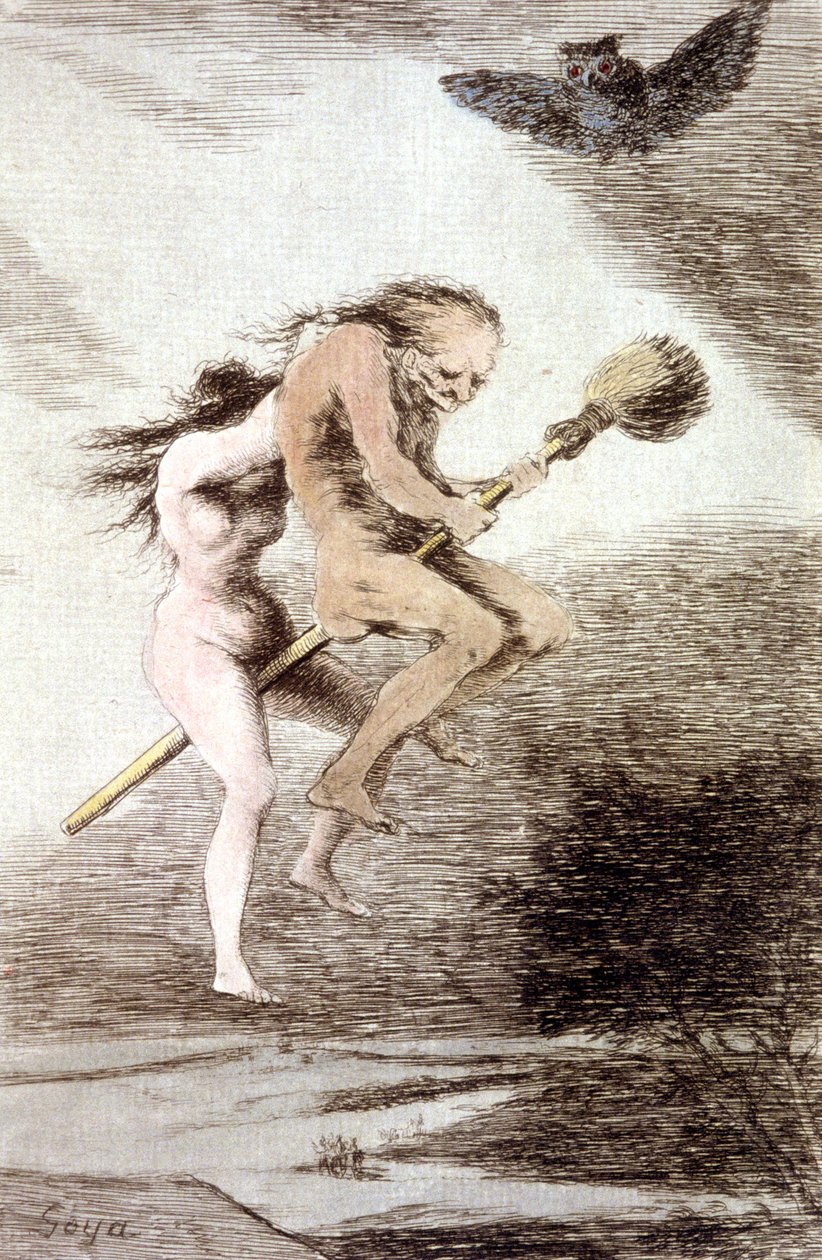 "Linda maestria" hekser på en kost, ca. 1802 (gravering) af Francisco Jose de Goya y Lucientes