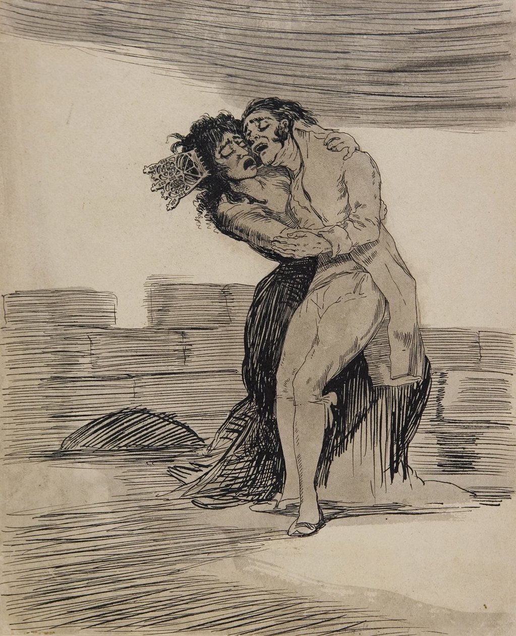 Mand og kvinde, der omfavner hinanden af Francisco Jose de Goya y Lucientes