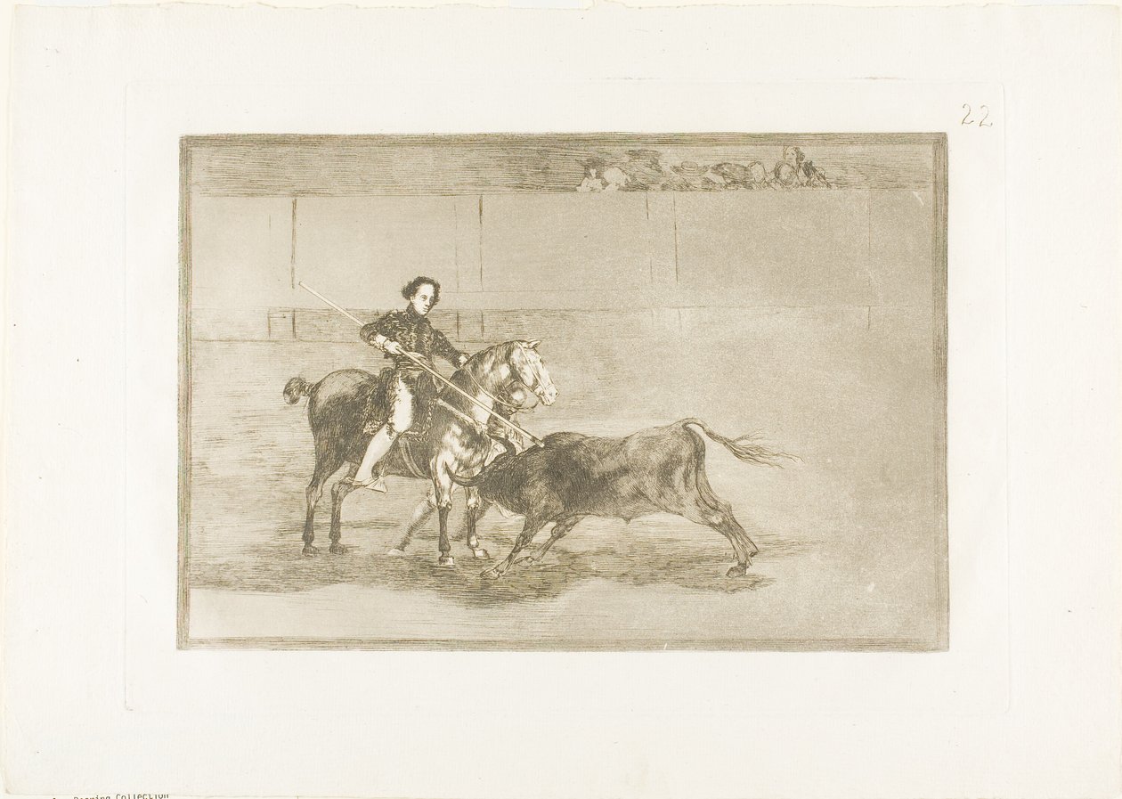 Mandigt mod af den berømte Pajuelera i ringen ved Saragossa, tallerken 22 fra The Art of Tyrefighting af Francisco Jose de Goya y Lucientes