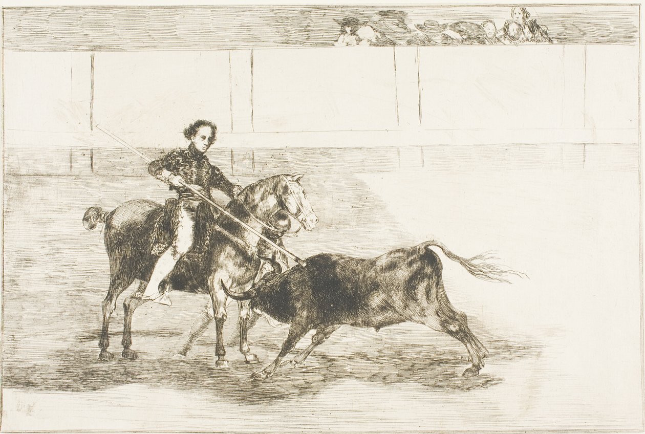 Mandigt mod af den berømte Pajuelera i ringen ved Zaragoza, tallerken 22 fra The Art of Tyrefighting af Francisco Jose de Goya y Lucientes